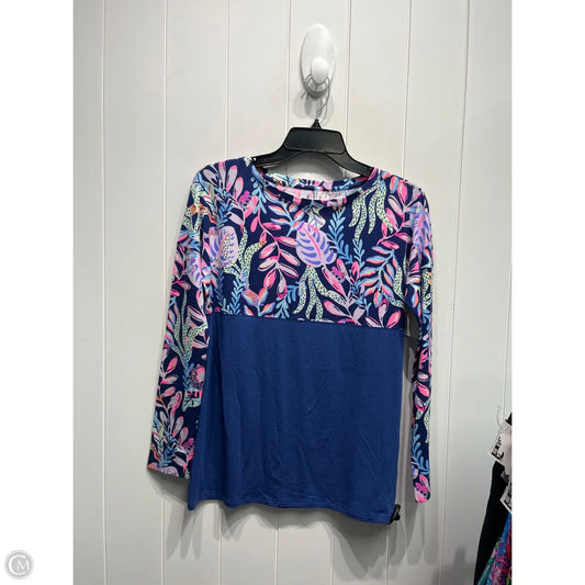 Top Long Sleeve Designer By Lilly Pulitzer In Blue & Pink, Size: Xxs