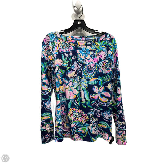 Top Long Sleeve Designer By Lilly Pulitzer In Blue & Pink, Size: S