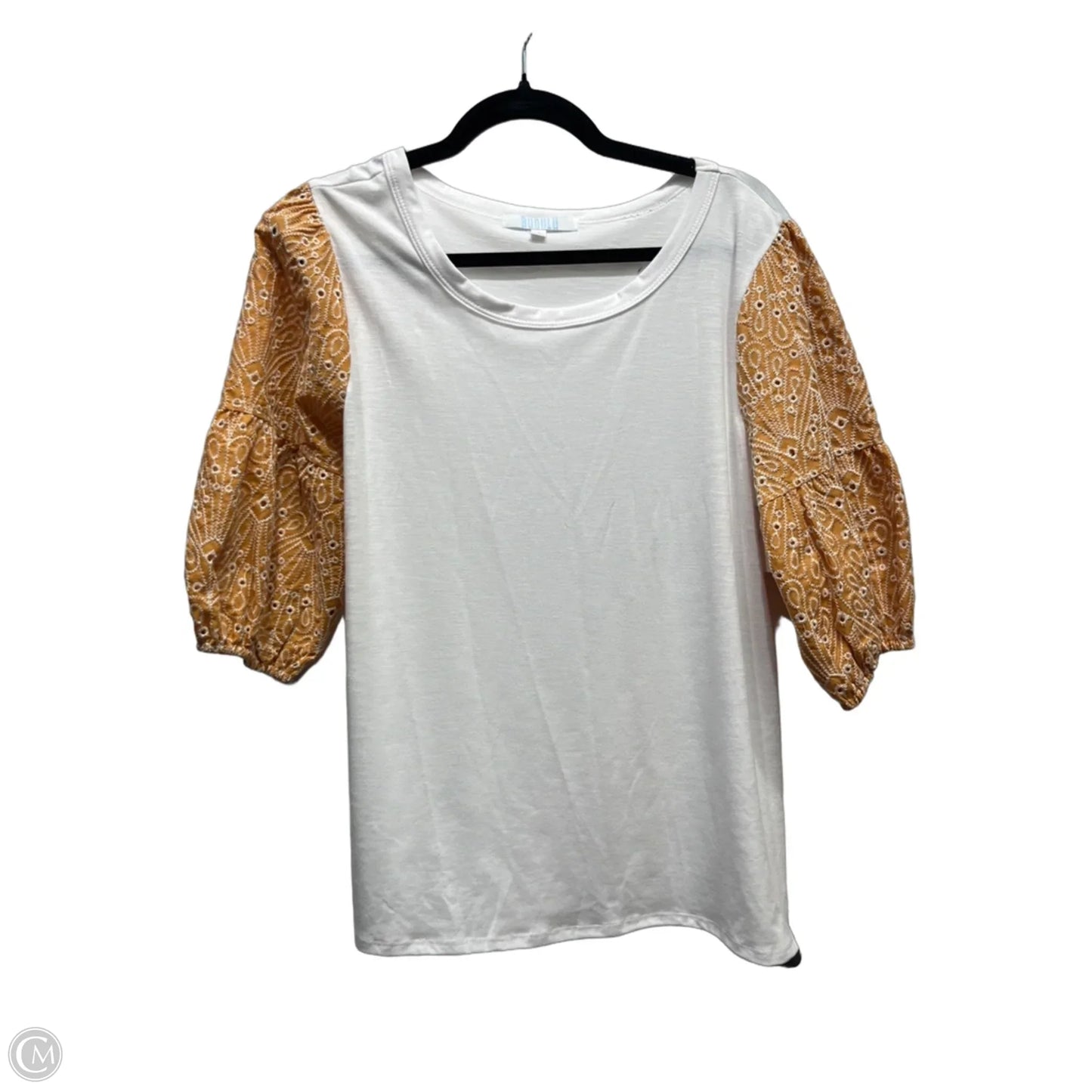 Top Short Sleeve By Clothes Mentor In White & Yellow, Size: L