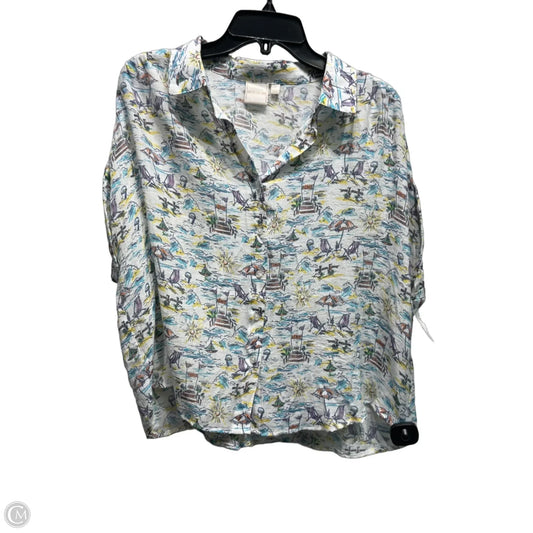 Top Short Sleeve By Zac And Rachel In Blue & Yellow, Size: L