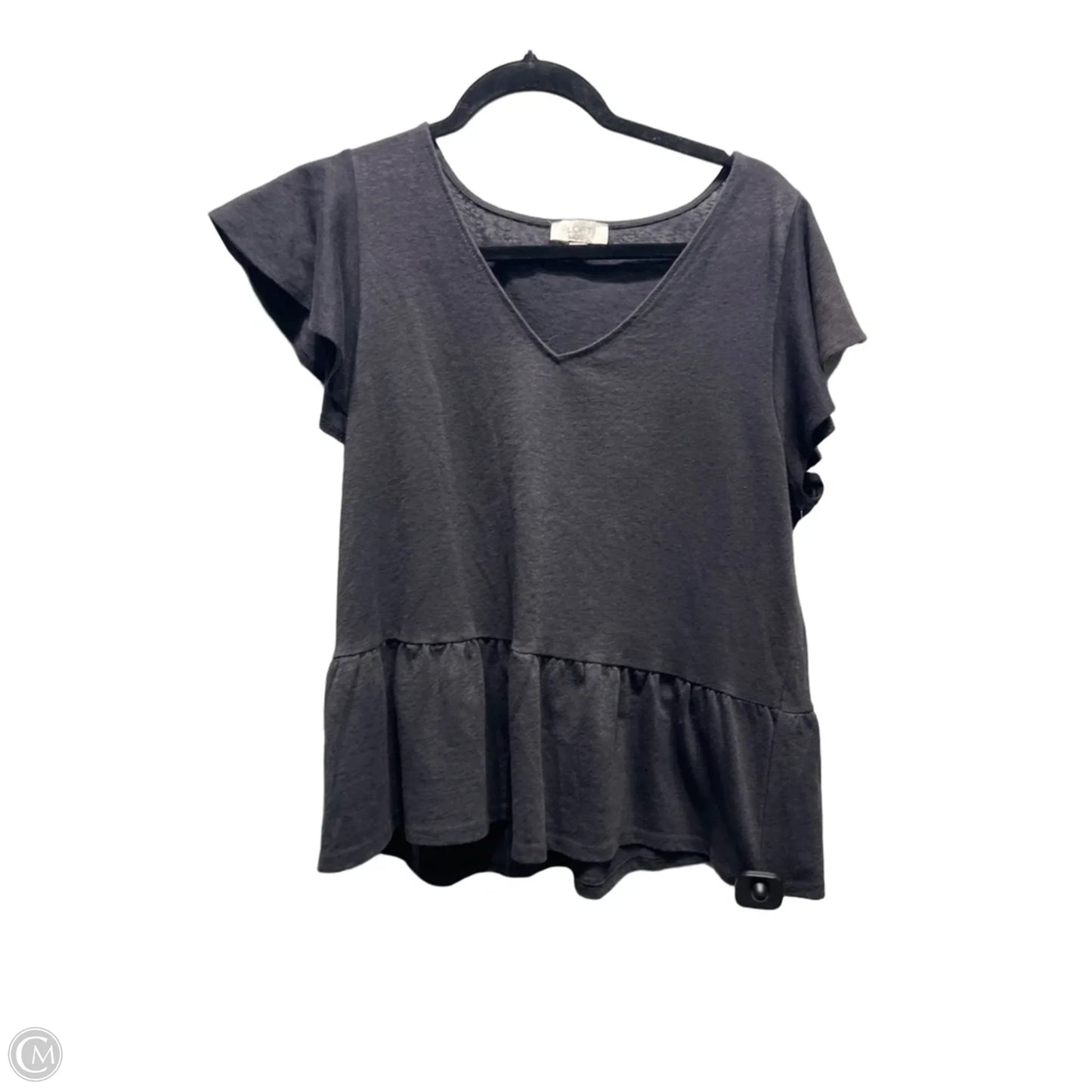 Top Short Sleeve By Loft In Grey, Size: L