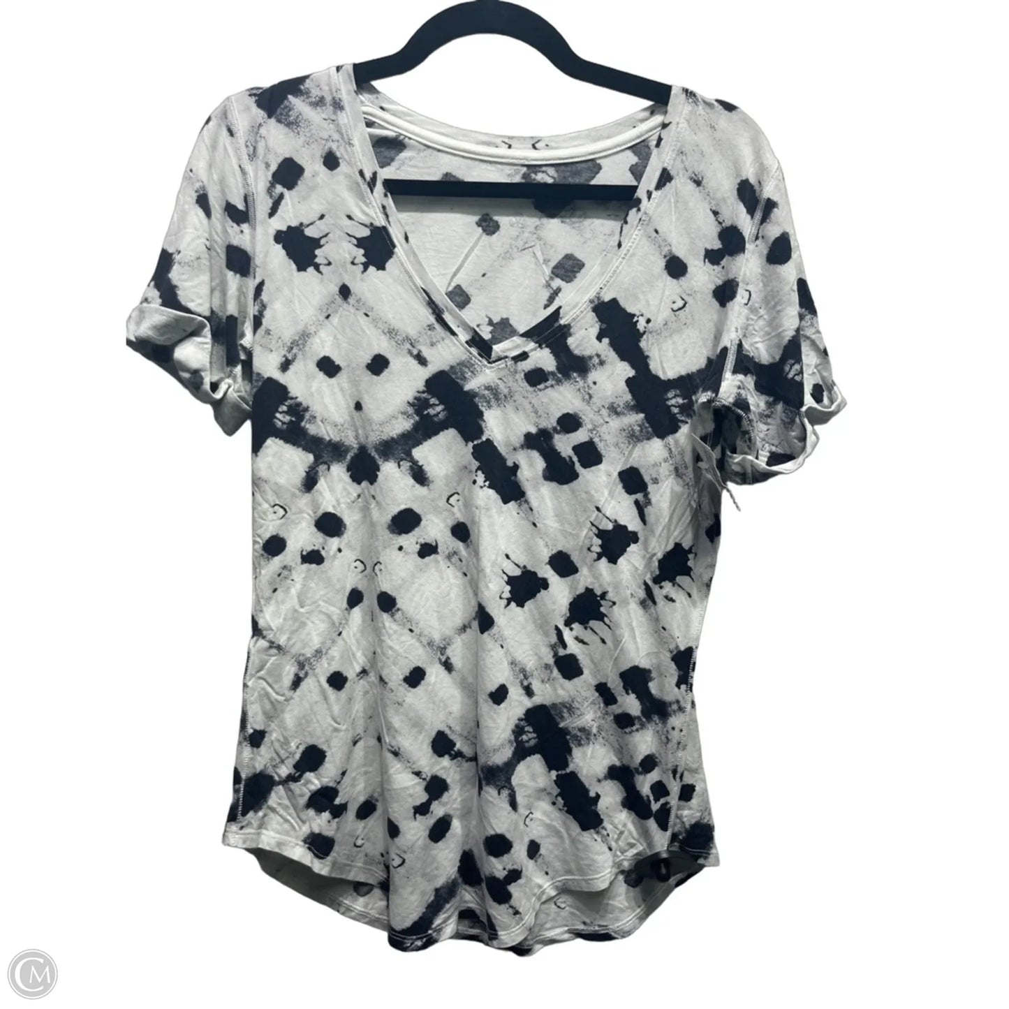Athletic Top Short Sleeve By Lululemon In Black & Green, Size: S