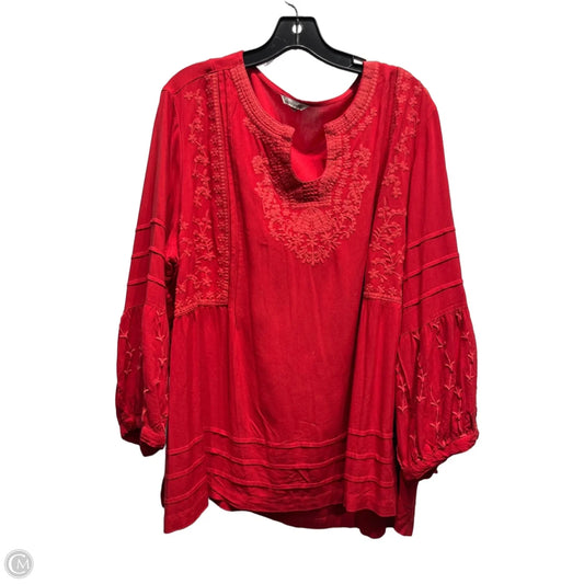 Top Long Sleeve By John Mark In Red, Size: 2x