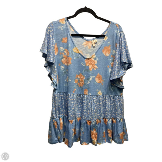Top Short Sleeve By Cato In Blue & Orange, Size: Xl