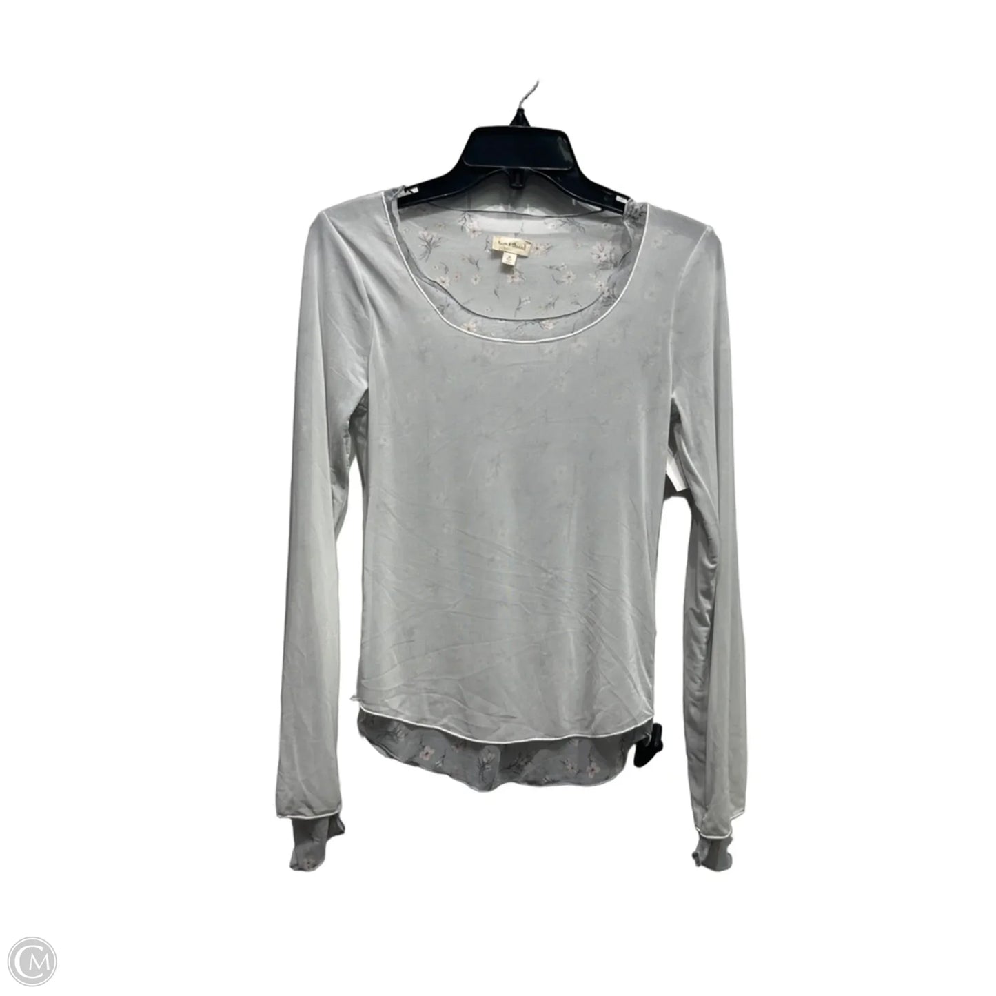 Top Long Sleeve By Hem & Thread In Grey & White, Size: M
