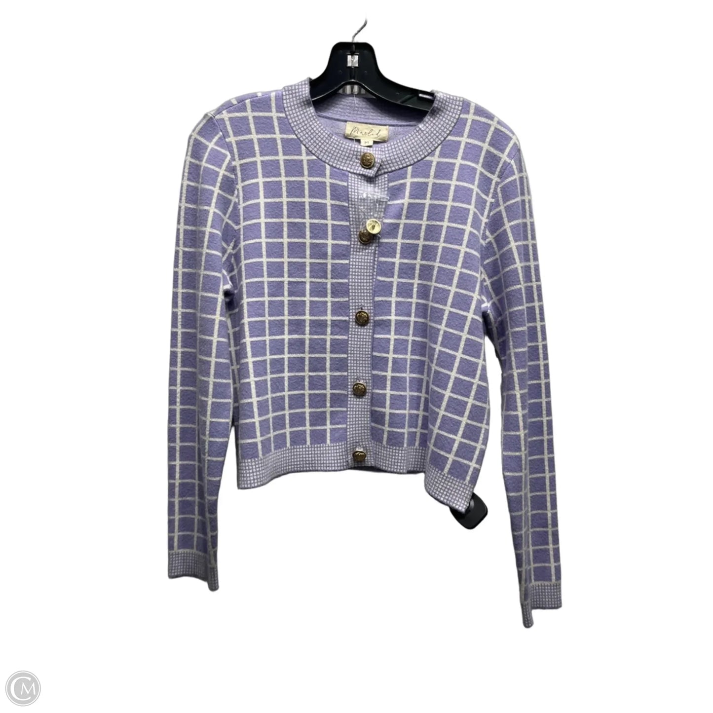 Sweater Cardigan By Marled In Purple & White, Size: M
