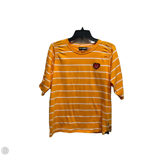 Top Short Sleeve Designer By Karl Lagerfeld In Orange & White, Size: M