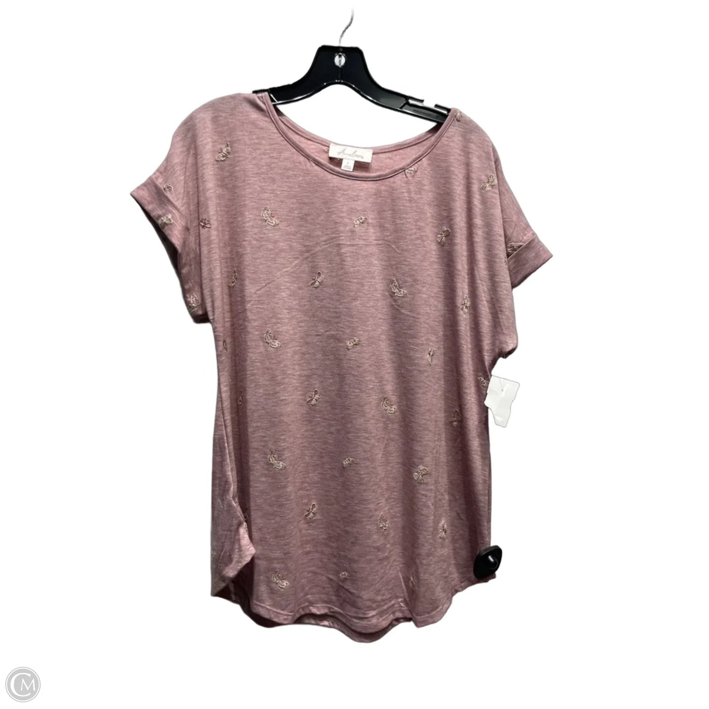Top Short Sleeve By ANNELEISE In Maroon, Size: L