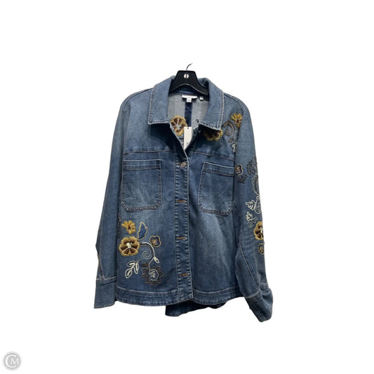 Jacket Denim By Chicos In Blue Denim, Size: Xxl