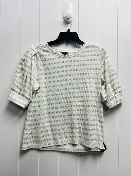 Green & White Top Short Sleeve Ann Taylor, Size Petite  M