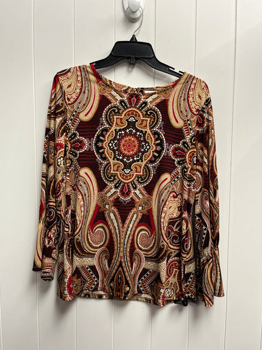 Top Long Sleeve By Chicos In Red & Tan, Size: M