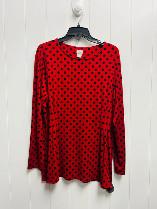 Top Long Sleeve By Chicos In Black & Red, Size: L