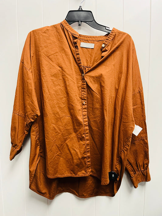 Top Long Sleeve By Everlane In Brown, Size: 14