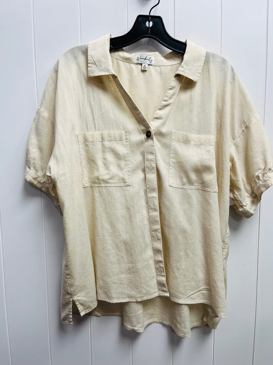 Cream Top Short Sleeve Wonderly, Size Xl