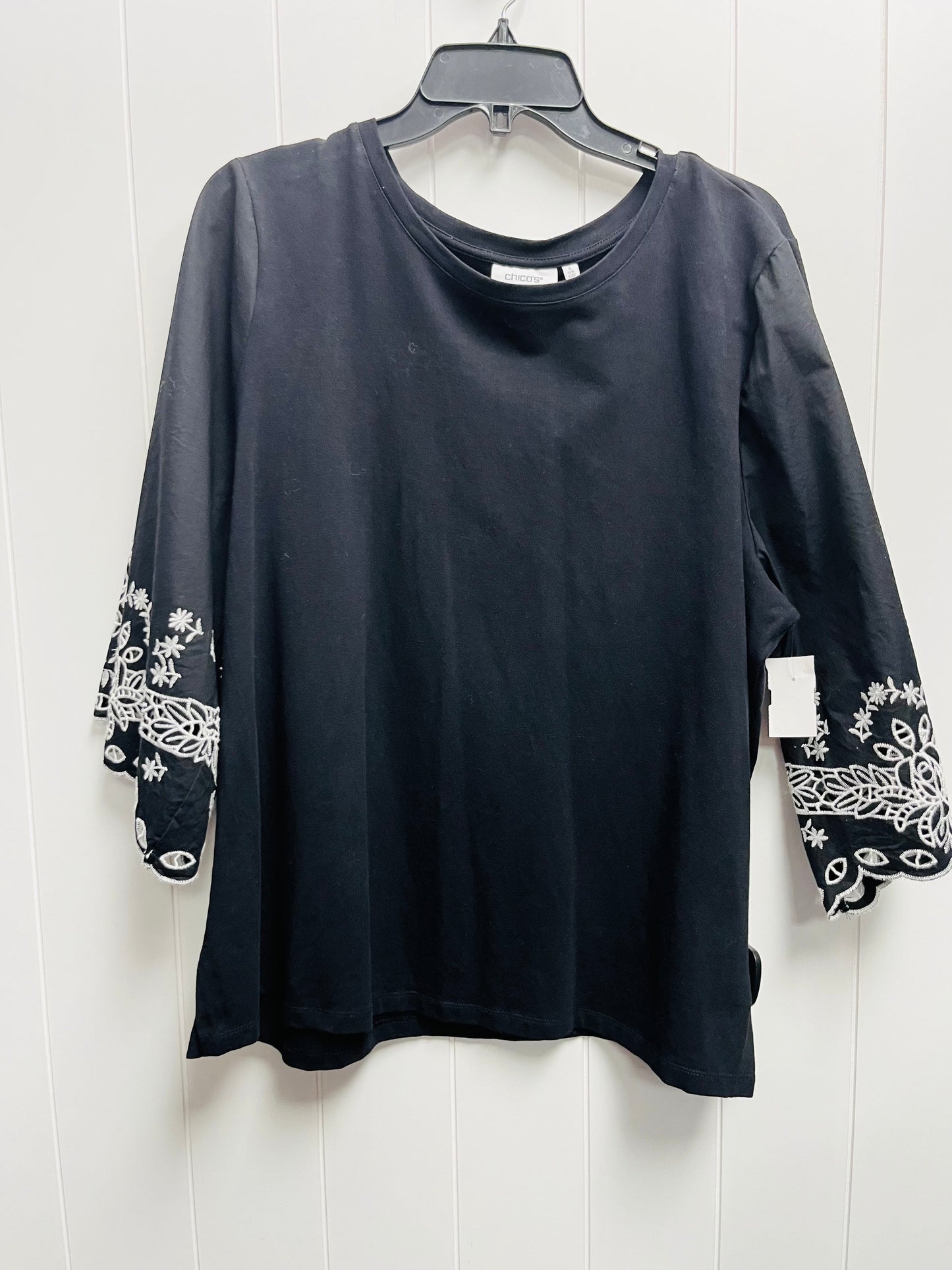 Black & White Top 3/4 Sleeve Chicos, Size Xxl