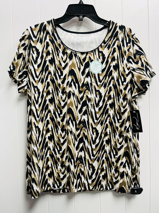 Top Short Sleeve By Kim Rogers In Black & Tan, Size: L