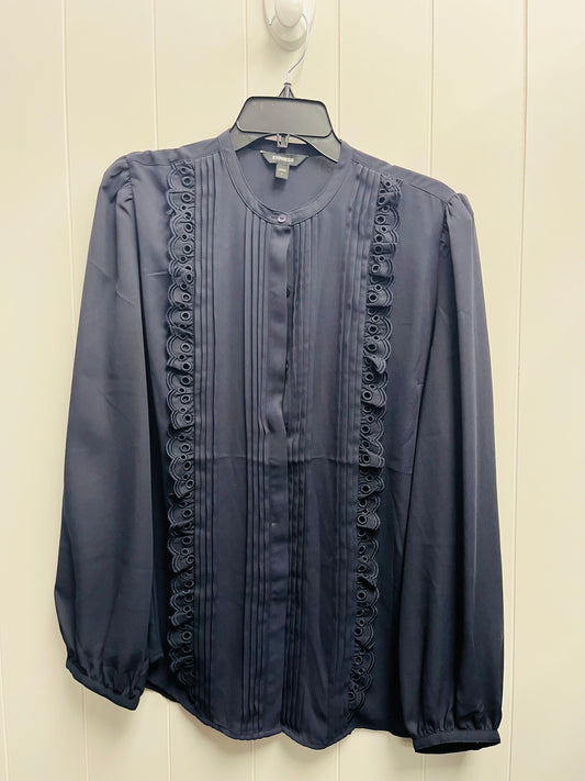 Blouse Long Sleeve By Express In Navy, Size: L