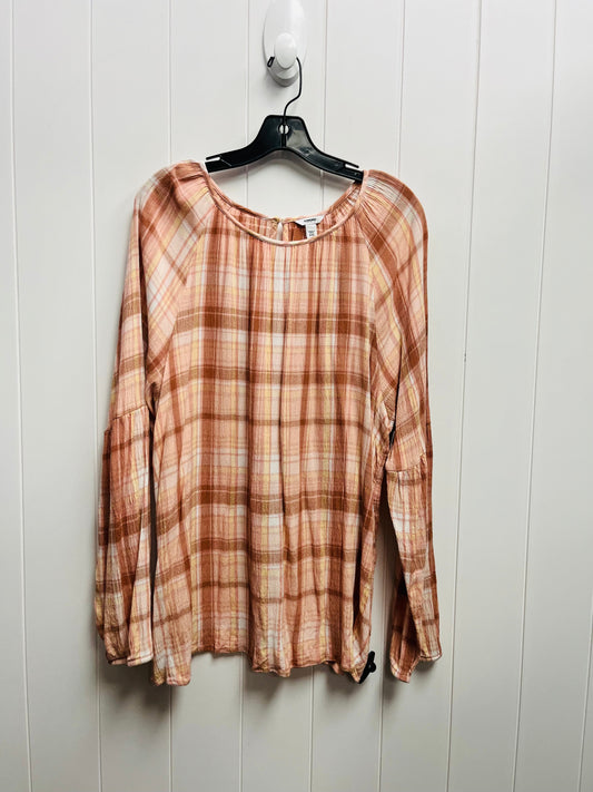 Top Long Sleeve By Sonoma In Peach, Size: Xxl