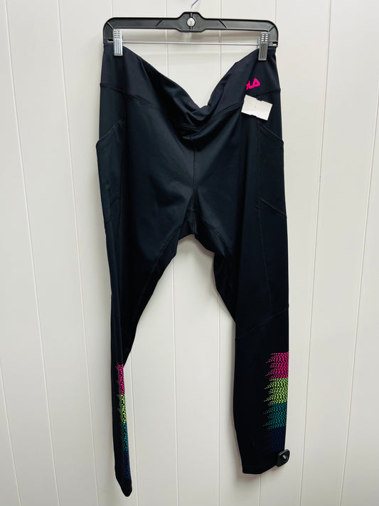 Athletic Leggings By Fila In Black & Pink, Size: Xl