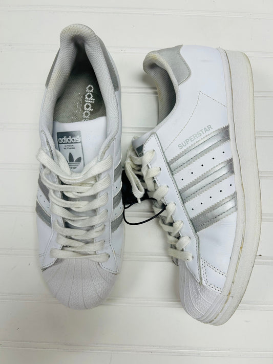 Shoes Sneakers By Adidas In Silver & White, Size: 8.5