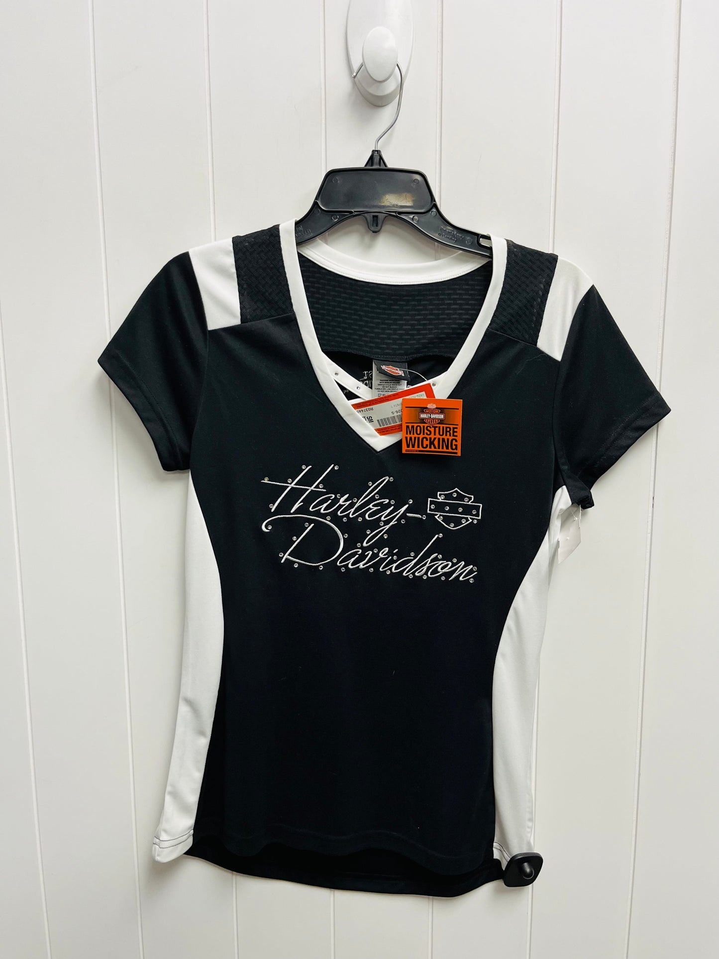 Top Short Sleeve By Harley Davidson In Black & White, Size: S