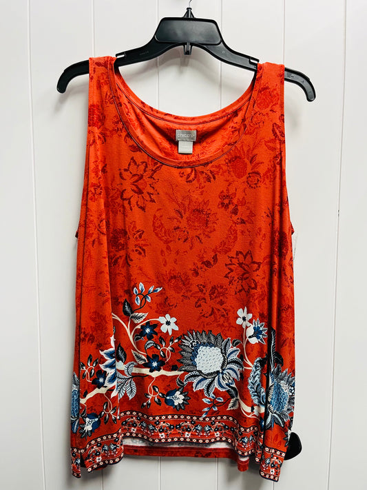 Top Sleeveless By Chicos In Orange, Size: Xl