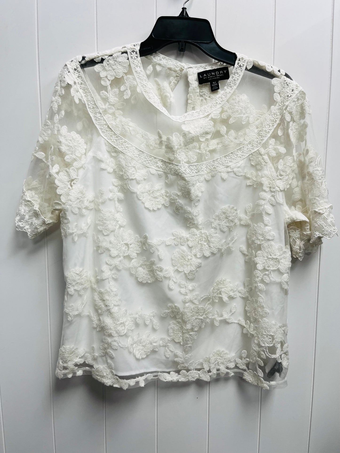 Top Short Sleeve By Laundry In White, Size: Xl