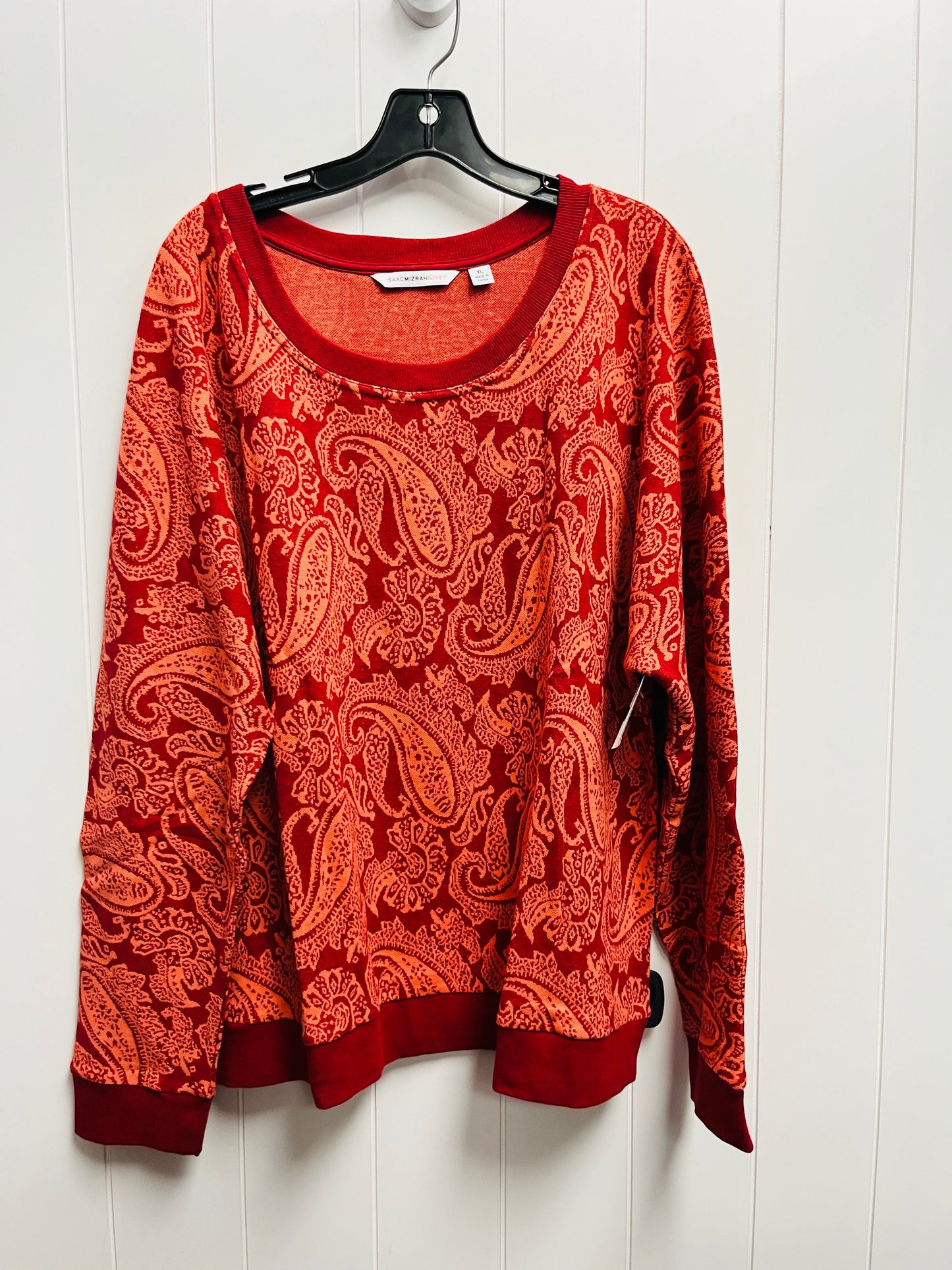 Top Long Sleeve By Isaac Mizrahi In Red, Size: Xl