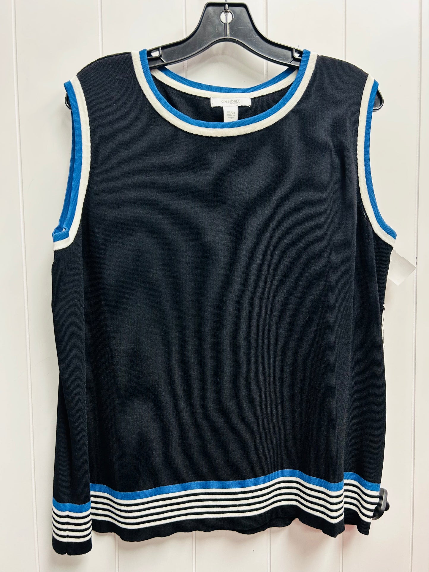 Top Sleeveless By Dressbarn In Black & Blue, Size: 24