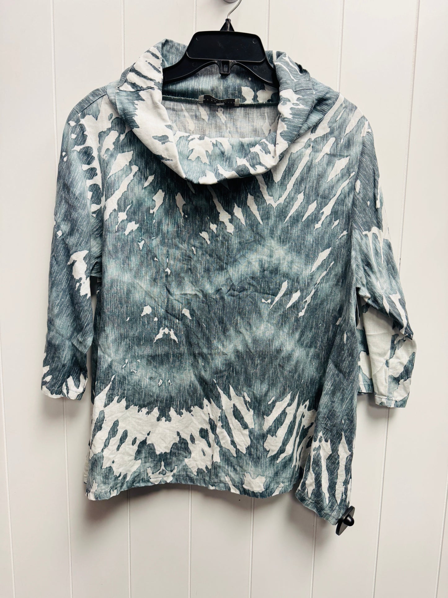 Top Long Sleeve By Bryn Walker In Green & White, Size: S