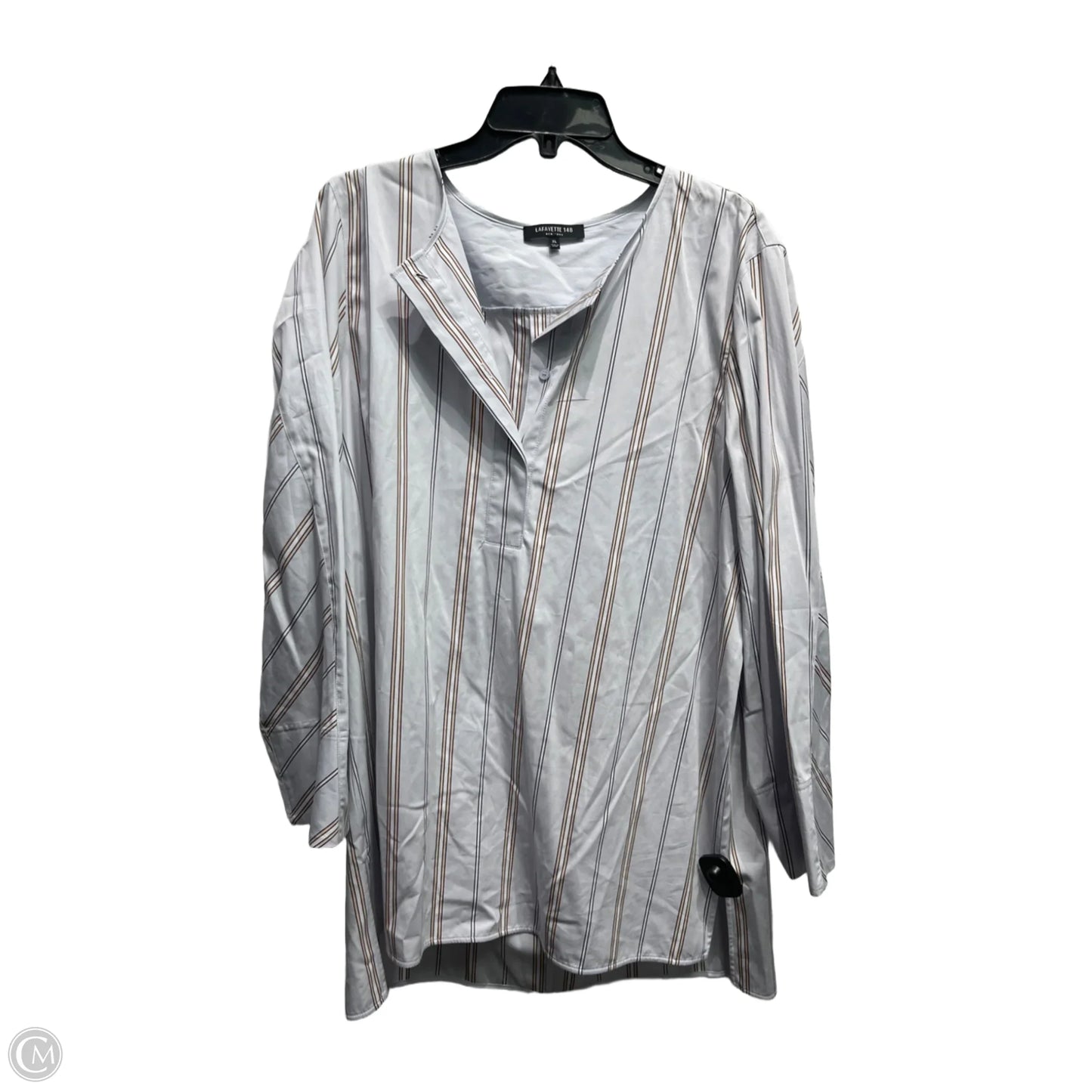 Tunic Designer By Lafayette 148 In Blue & Cream, Size: Xl