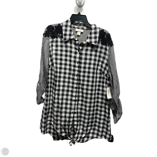 Top Long Sleeve By Style And Company In Black & White, Size: L