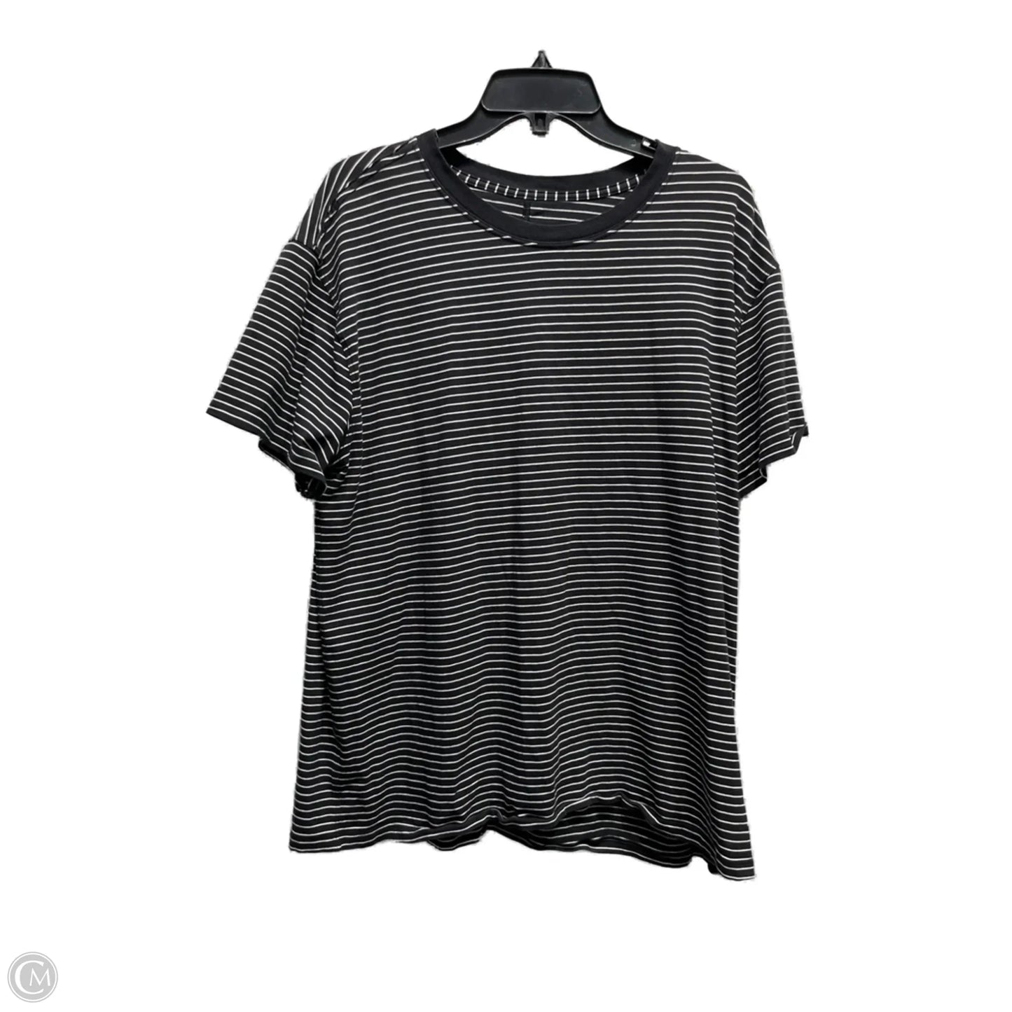 Athletic Top Short Sleeve By Lululemon In Black & White, Size: L