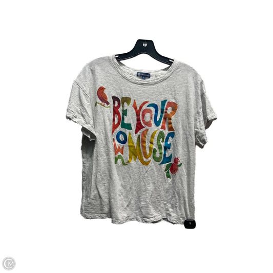 Top Short Sleeve Basic By Democracy In Green & Orange, Size: M