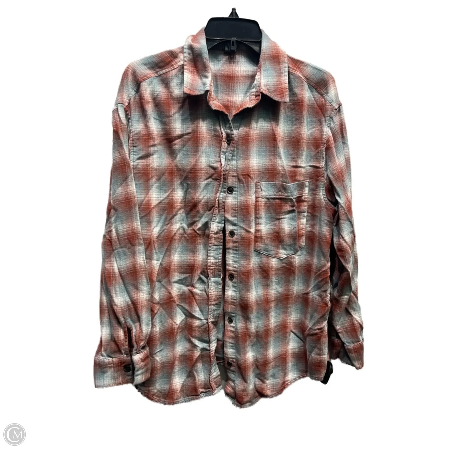 Top Long Sleeve By Wild Fable In Grey & Orange, Size: M