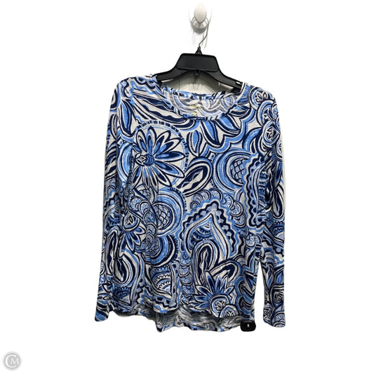 Top Long Sleeve Designer By Lilly Pulitzer In Blue & White, Size: S