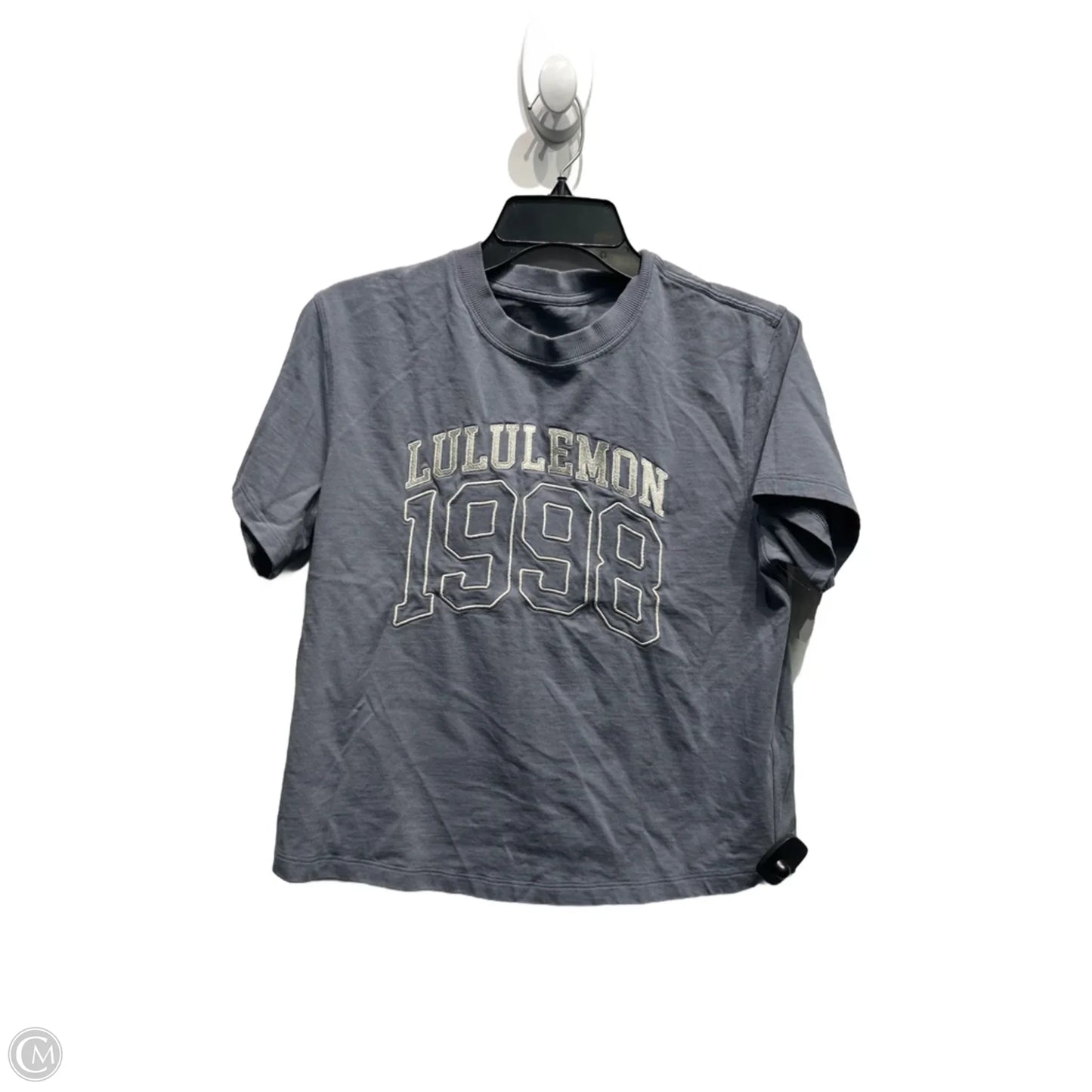 Athletic Top Short Sleeve By Lululemon In Grey, Size: S