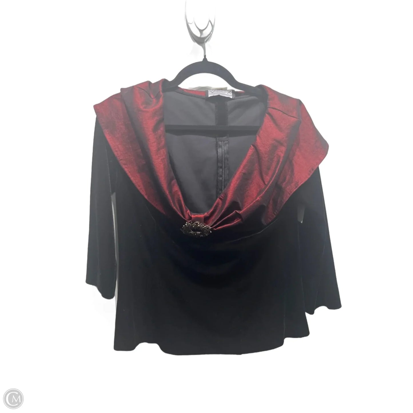 Blouse Long Sleeve By Alex Evenings In Black & Red, Size: M