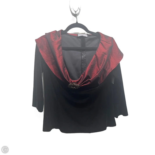 Blouse Long Sleeve By Alex Evenings In Black & Red, Size: M