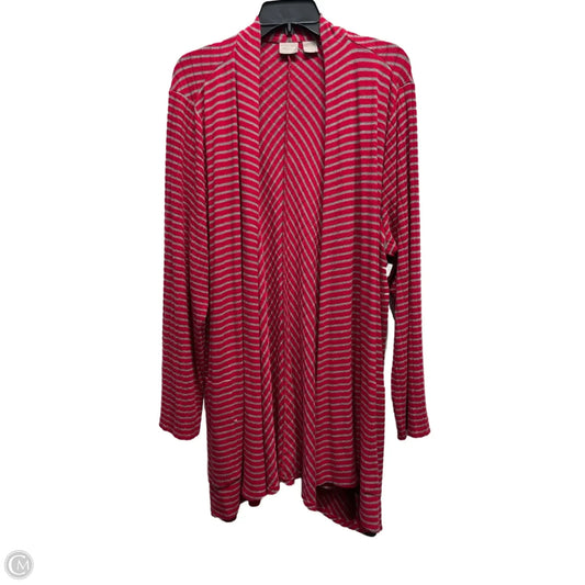 Cardigan By Chicos In Grey & Red, Size: 1x