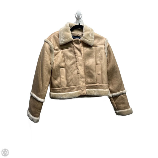 Jacket Faux Fur & Sherpa By French Connection In Cream & Tan, Size: S
