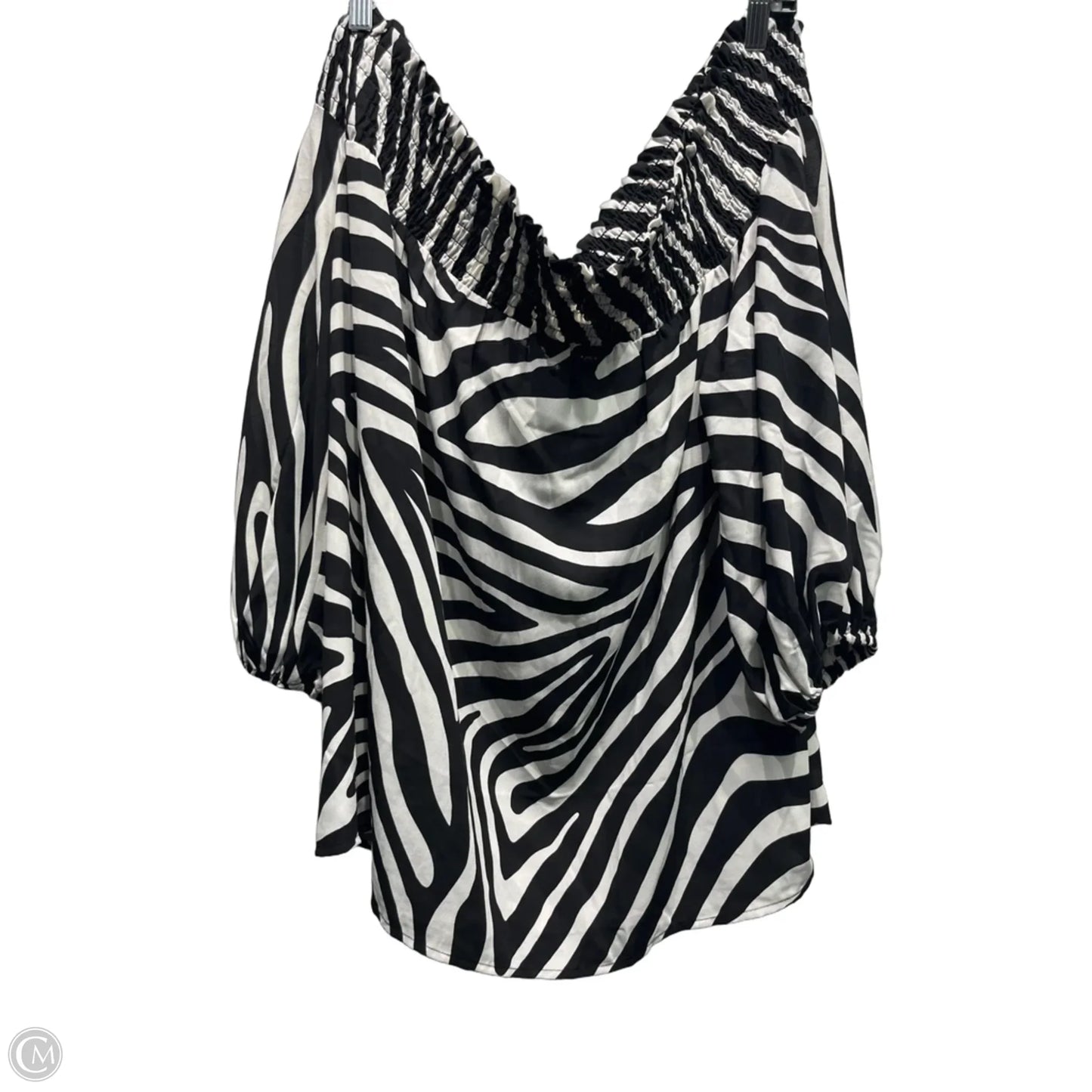 Blouse Short Sleeve By New York And Co In Black & White, Size: Xxl