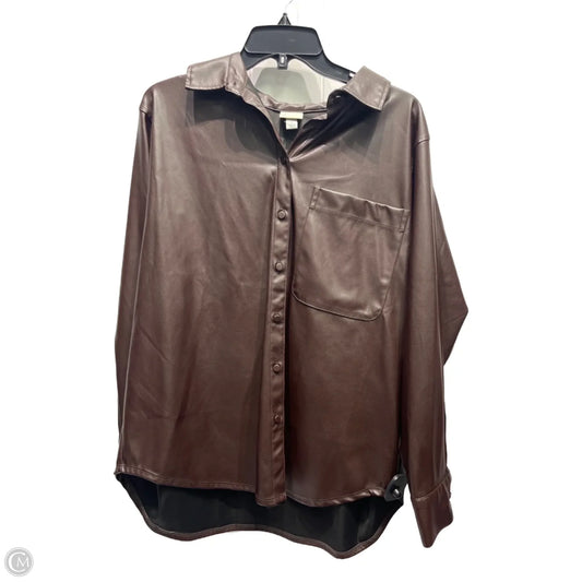 Top Long Sleeve By A New Day In Brown, Size: M