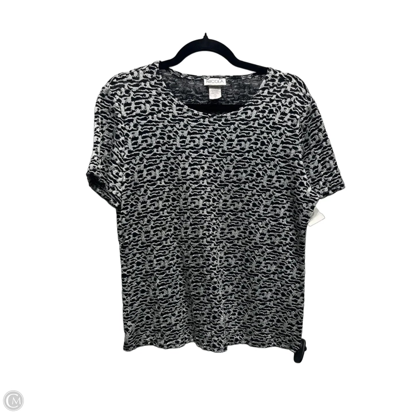 Top Short Sleeve By Nicola In Black & Silver, Size: L