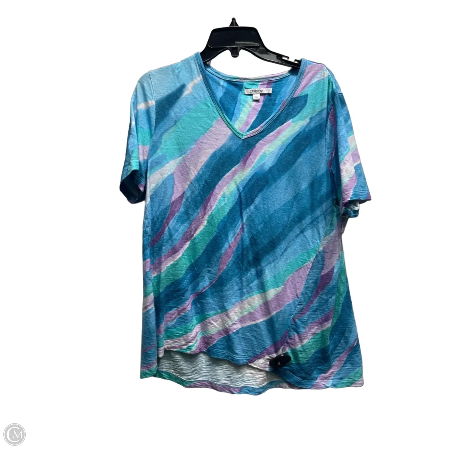 Top Short Sleeve By Chicos In Blue & Purple, Size: L