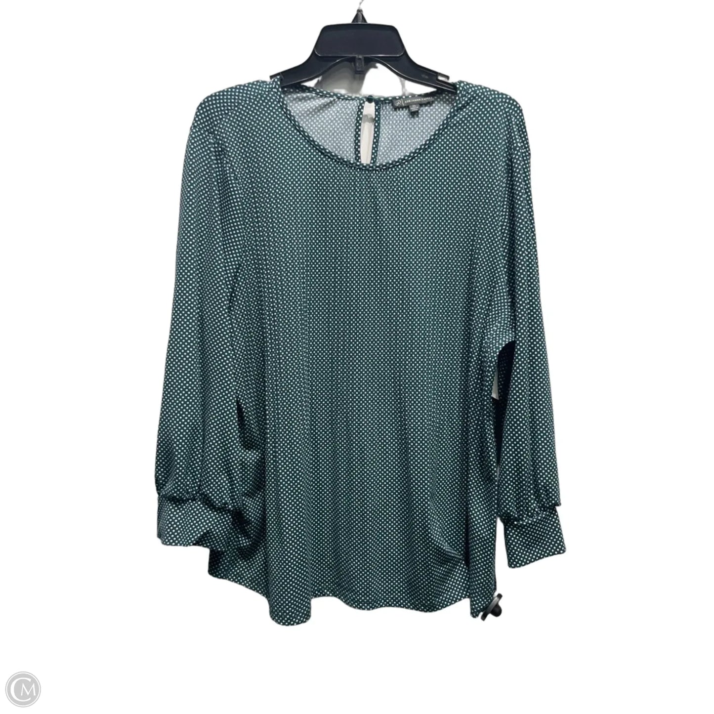 Top Long Sleeve By Adrianna Papell In Green & White, Size: Xl