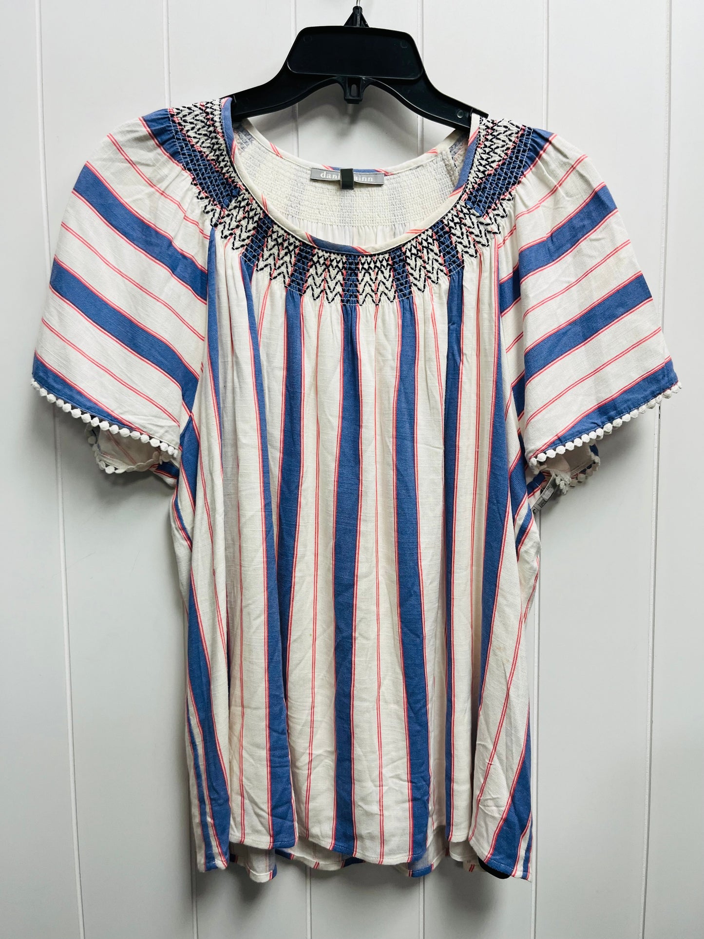 Blue & White Top Short Sleeve Daniel Rainn, Size L