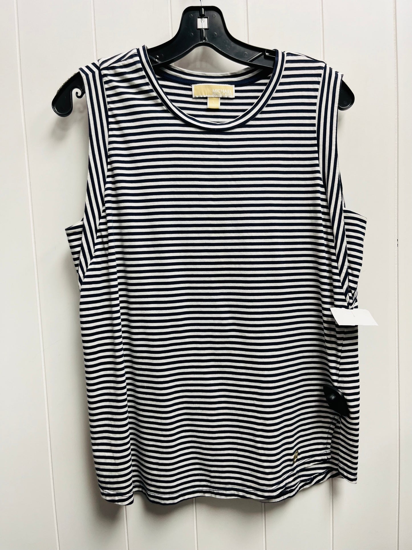 Blue & White Top Short Sleeve Michael By Michael Kors, Size Large