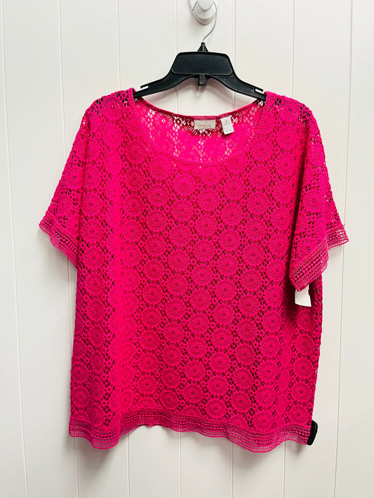 Pink Top Short Sleeve Chicos, Size Xl