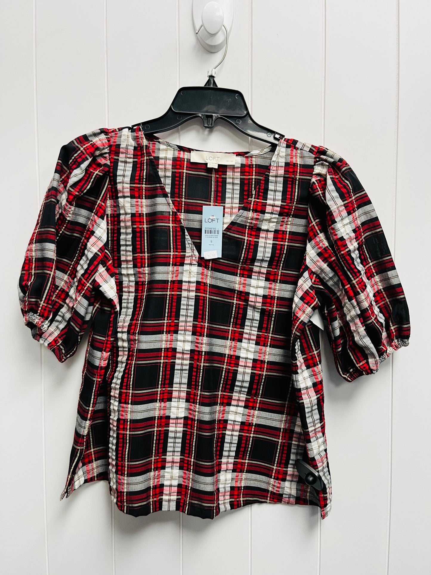 Black & Red Top Short Sleeve Loft, Size S